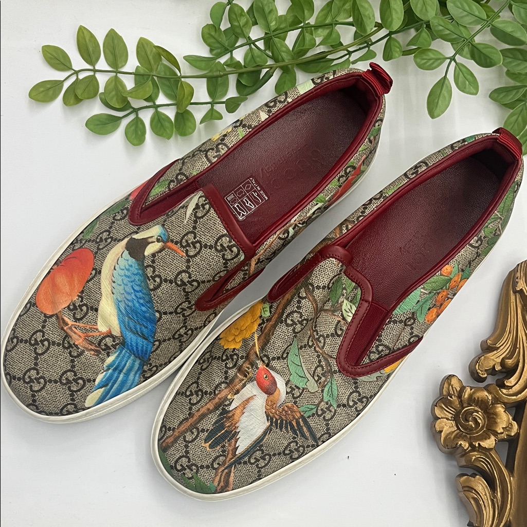 Gucci Multicolor Bird Print Slip-Ons
